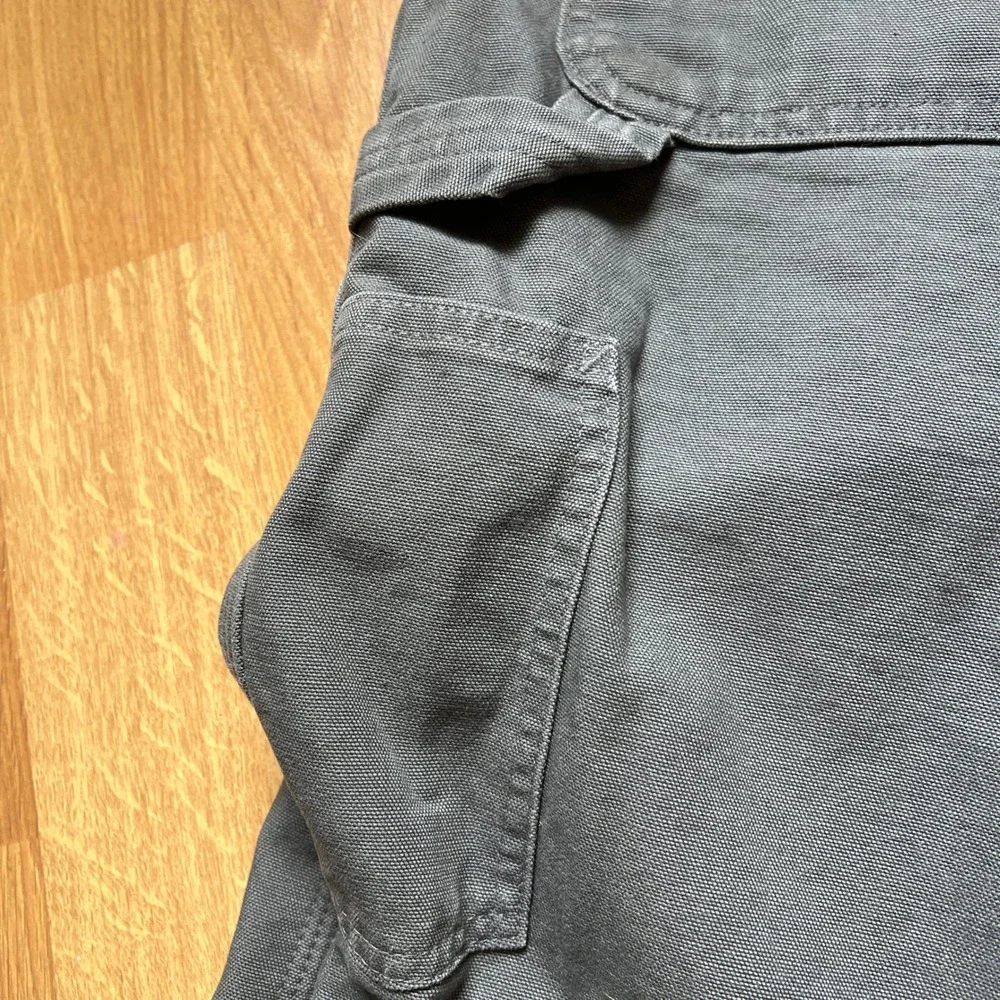 Carhartt B111 GVL Flannel Lined Dungaree Work Pants Gray Mens 38x32 Fits 38x31